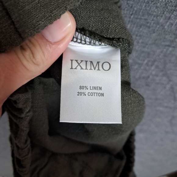 IXIMO Linen Blend Wide Leg Barrel Pants Green Size Large Lagenlook Balloon - Picture 8 of 10